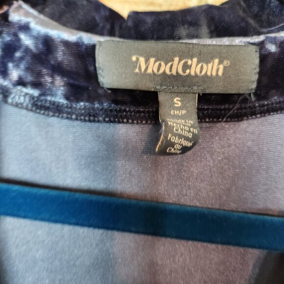 Modcloth Dress Size Small Totally Crushed It Velvet Mini Dress Velour Slate Blue - Picture 13 of 16